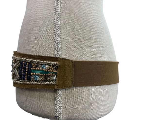 Chico\'s Leather Beaded Wide Belt Women’s Sz M NWT Snap Multi-color Statement main image 4